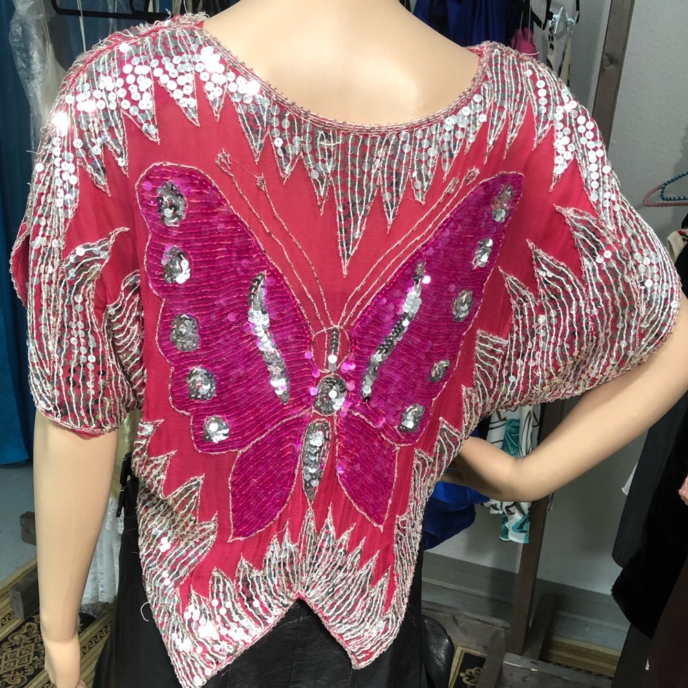 Vintage Sequin butterfly top - Picture 3 of 3